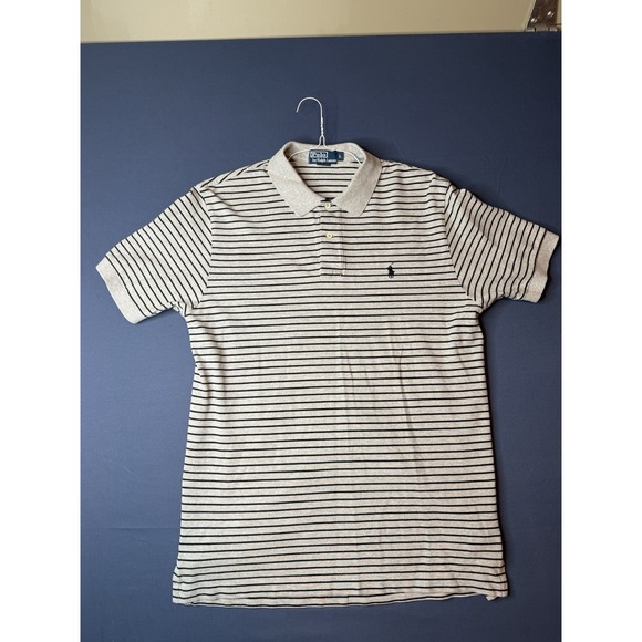 Polo Ralph Lauren Other - Vintage Polo Ralph Lauren Mens Large Gray Black Striped Cotton Polo Shirt Pony